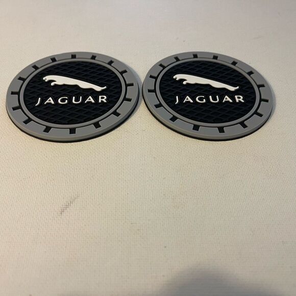 Jaguar car cup Coasters in black and gray. Set of 2 NWT - Picture 6 of 7